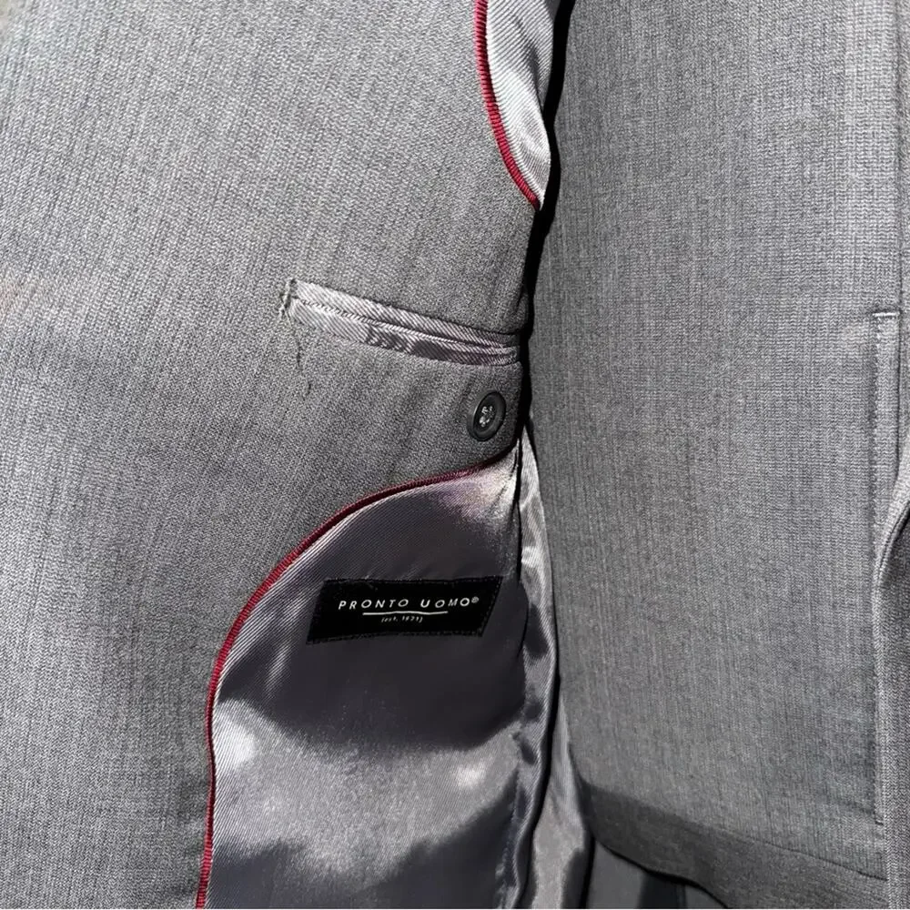 Pronto Uomo The Men's Warehouse Modern Fit Wool Blend Suit Charcoal Gray 36R